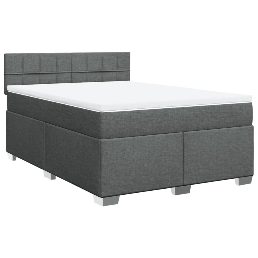 Boxspring met matras stof donkergrijs 140x190 cm