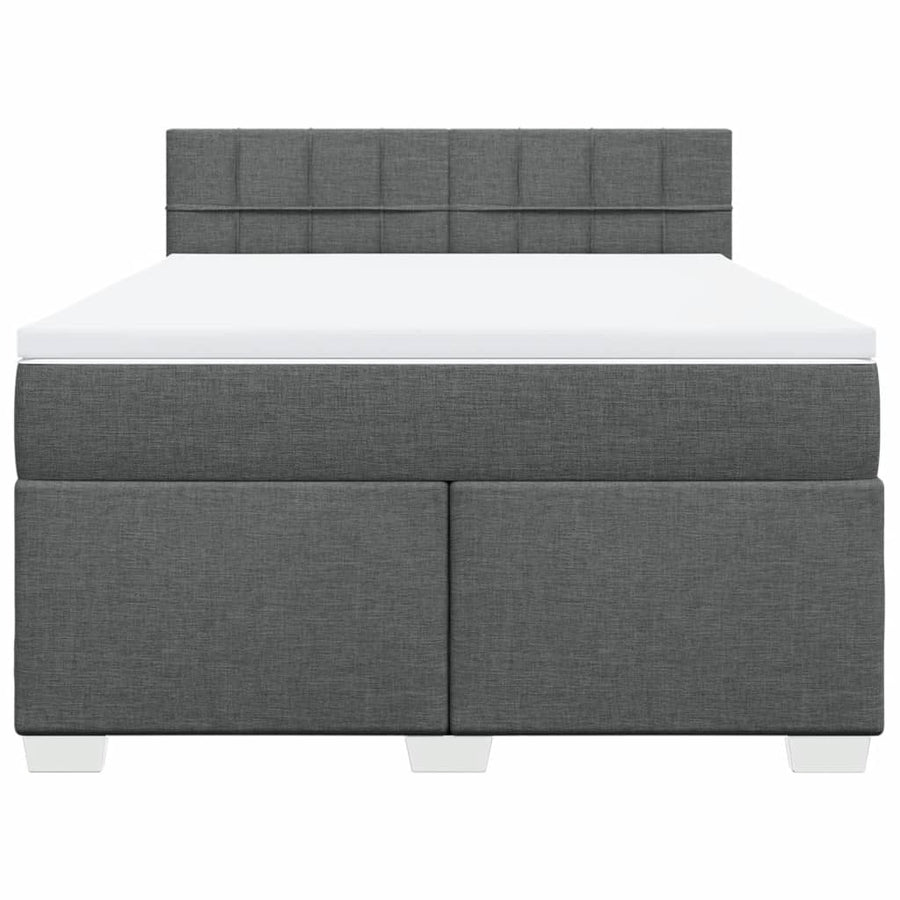 Boxspring met matras stof donkergrijs 140x190 cm