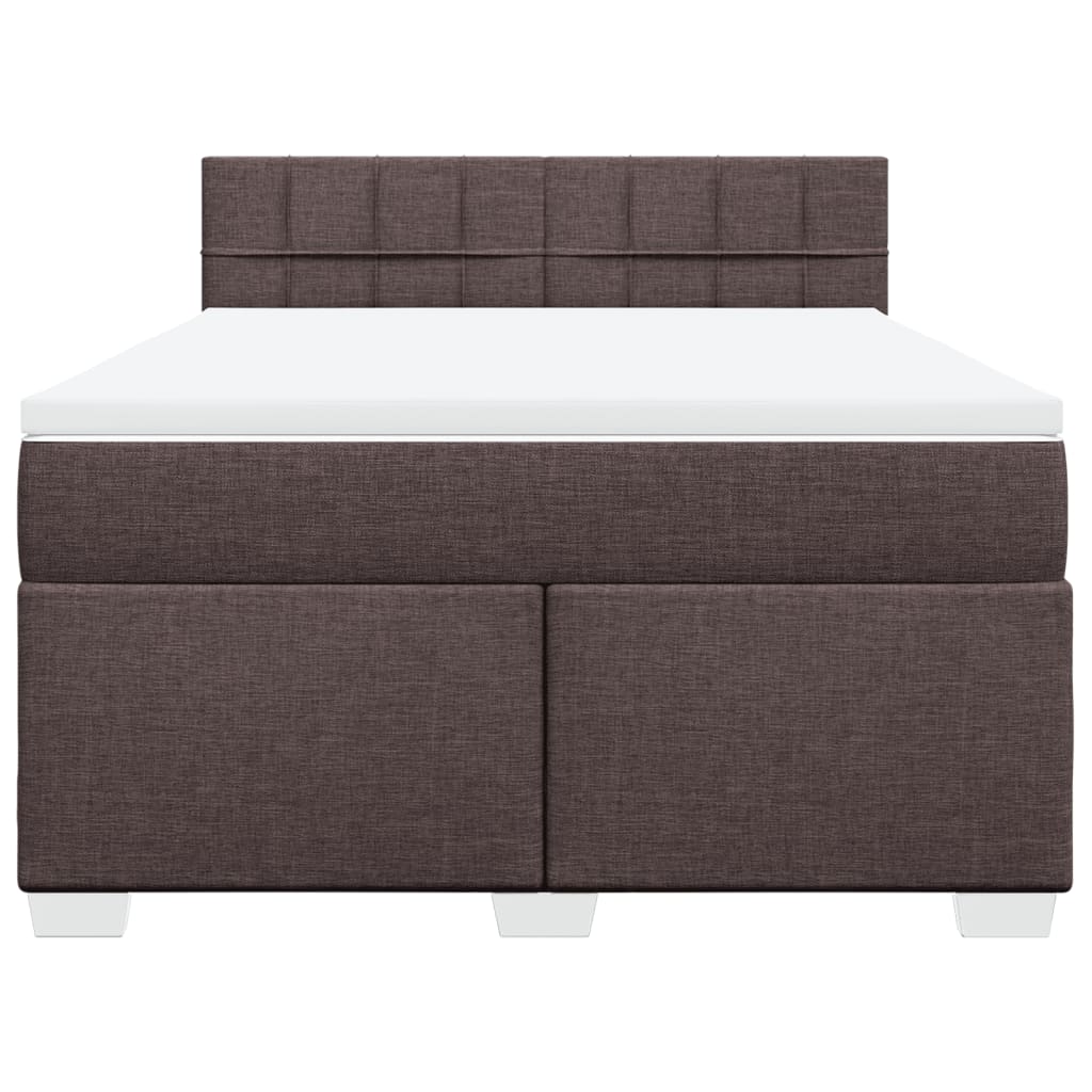 Boxspring met matras stof donkerbruin 140x190 cm