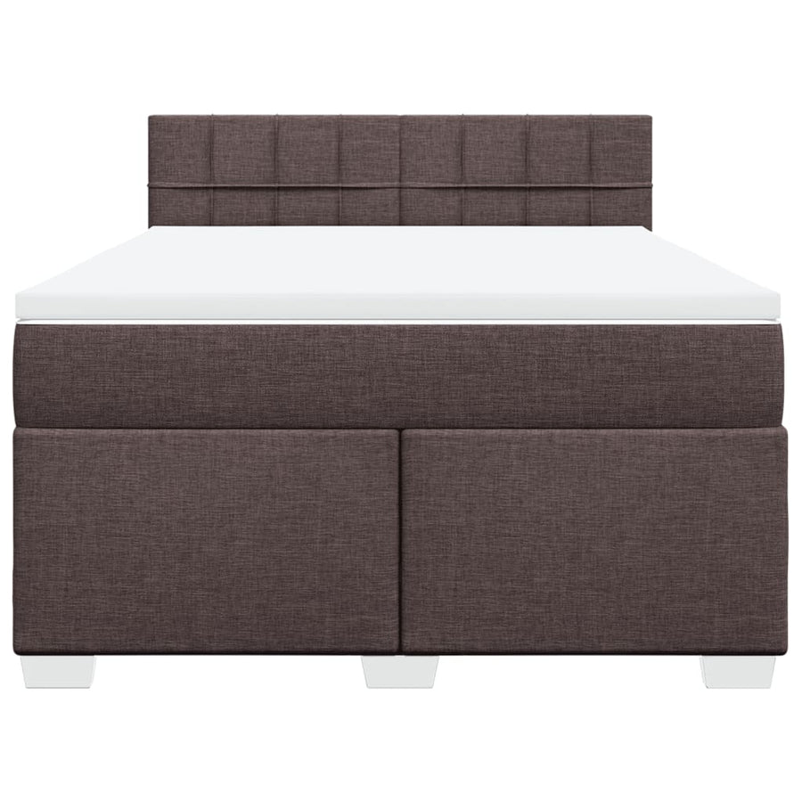 Boxspring met matras stof donkerbruin 140x190 cm