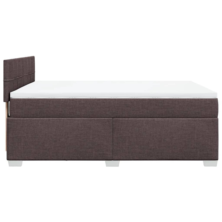 Boxspring met matras stof donkerbruin 140x190 cm