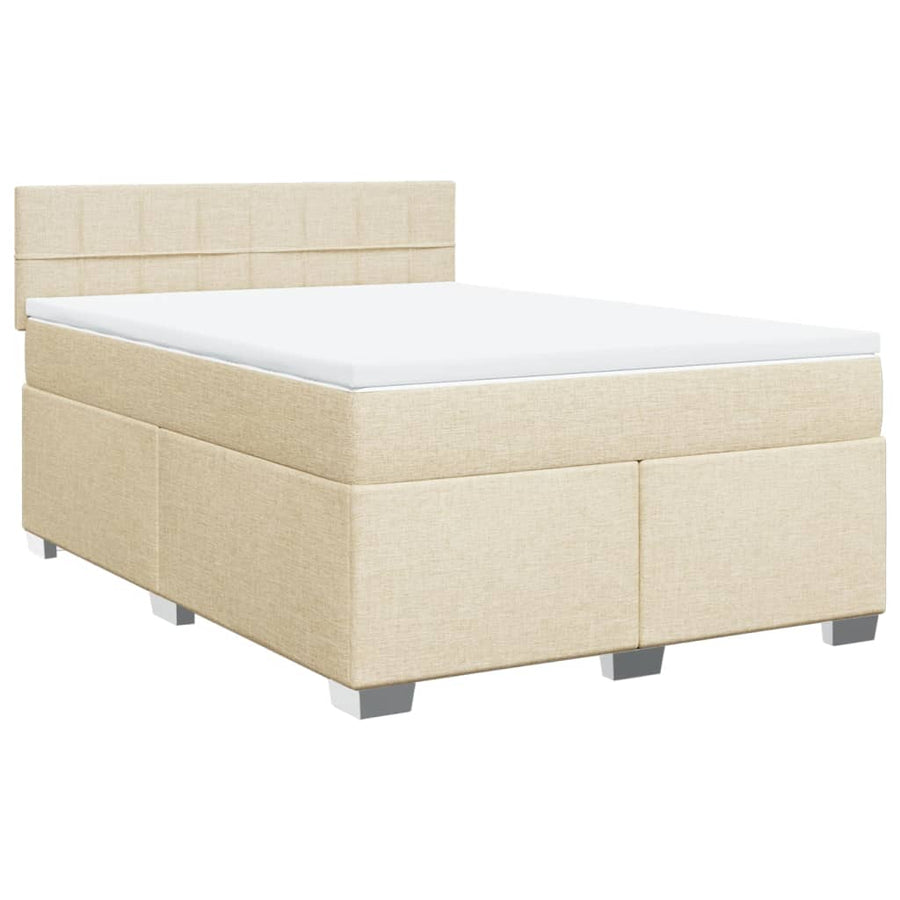 Boxspring met matras stof crèmekleurig 140x190 cm