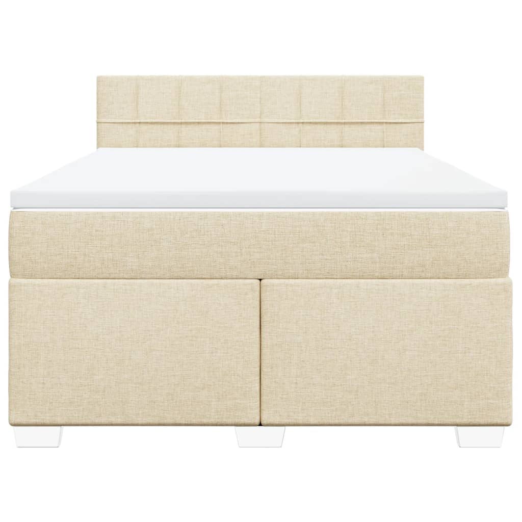 Boxspring met matras stof crèmekleurig 140x190 cm