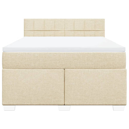 Boxspring met matras stof crèmekleurig 140x190 cm