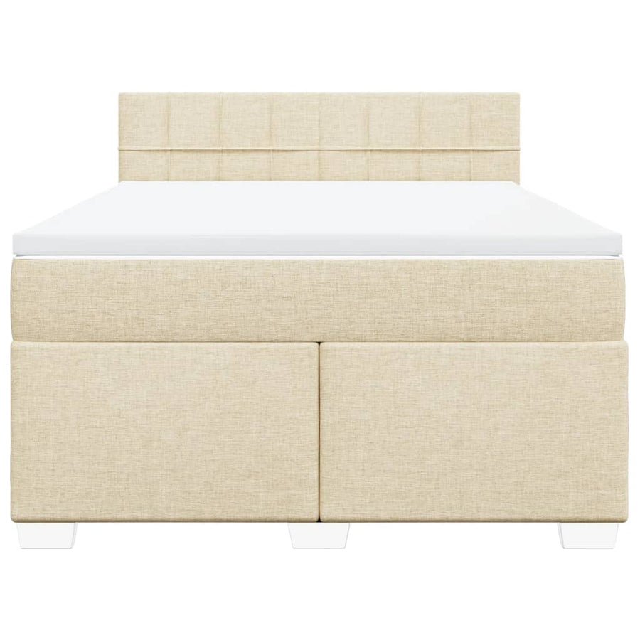 Boxspring met matras stof crèmekleurig 140x190 cm