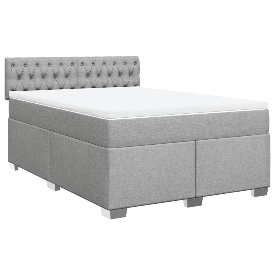 Boxspring met matras stof lichtgrijs 140x190 cm