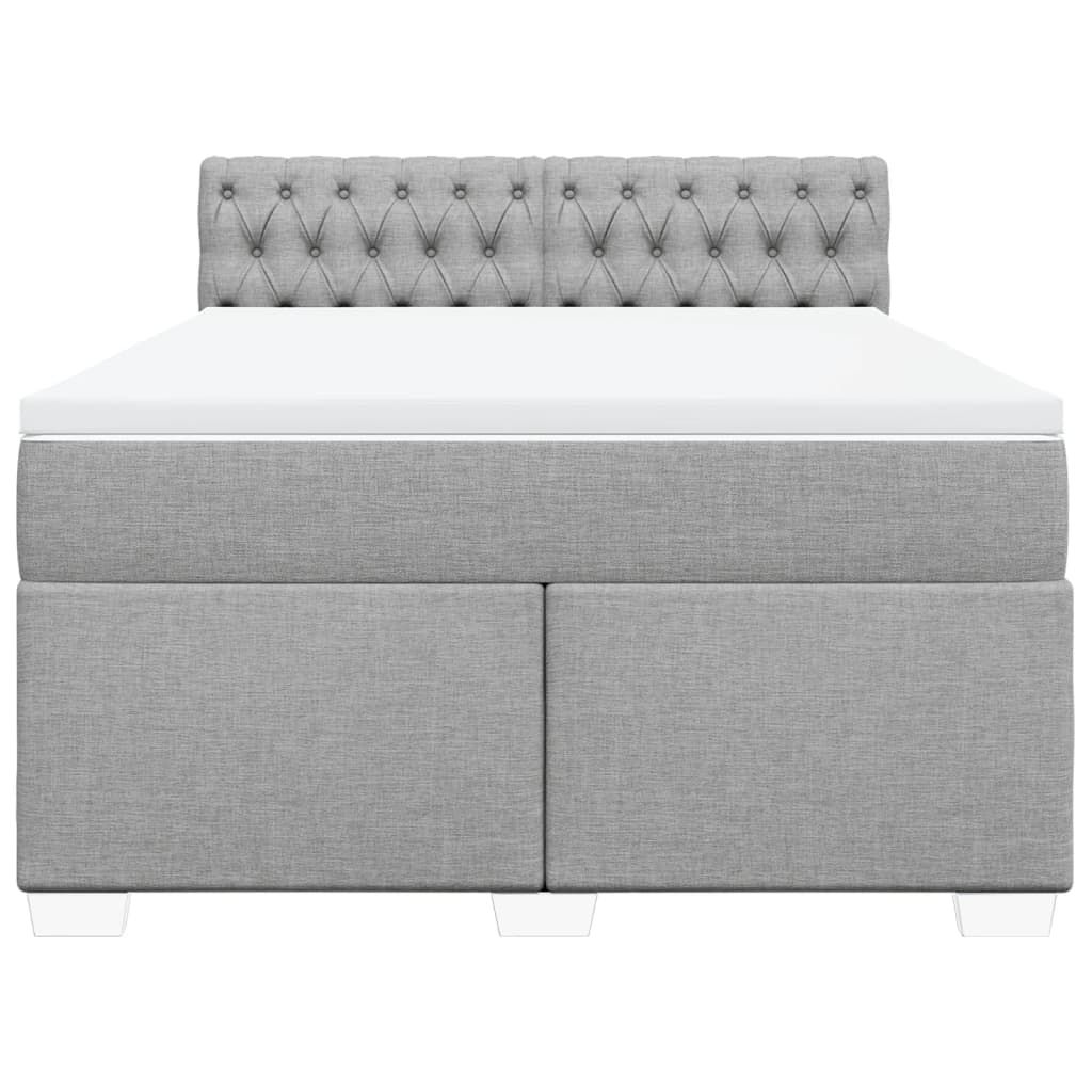 Boxspring met matras stof lichtgrijs 140x190 cm