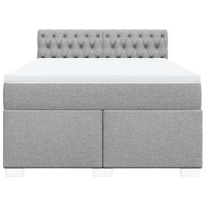 Boxspring met matras stof lichtgrijs 140x190 cm