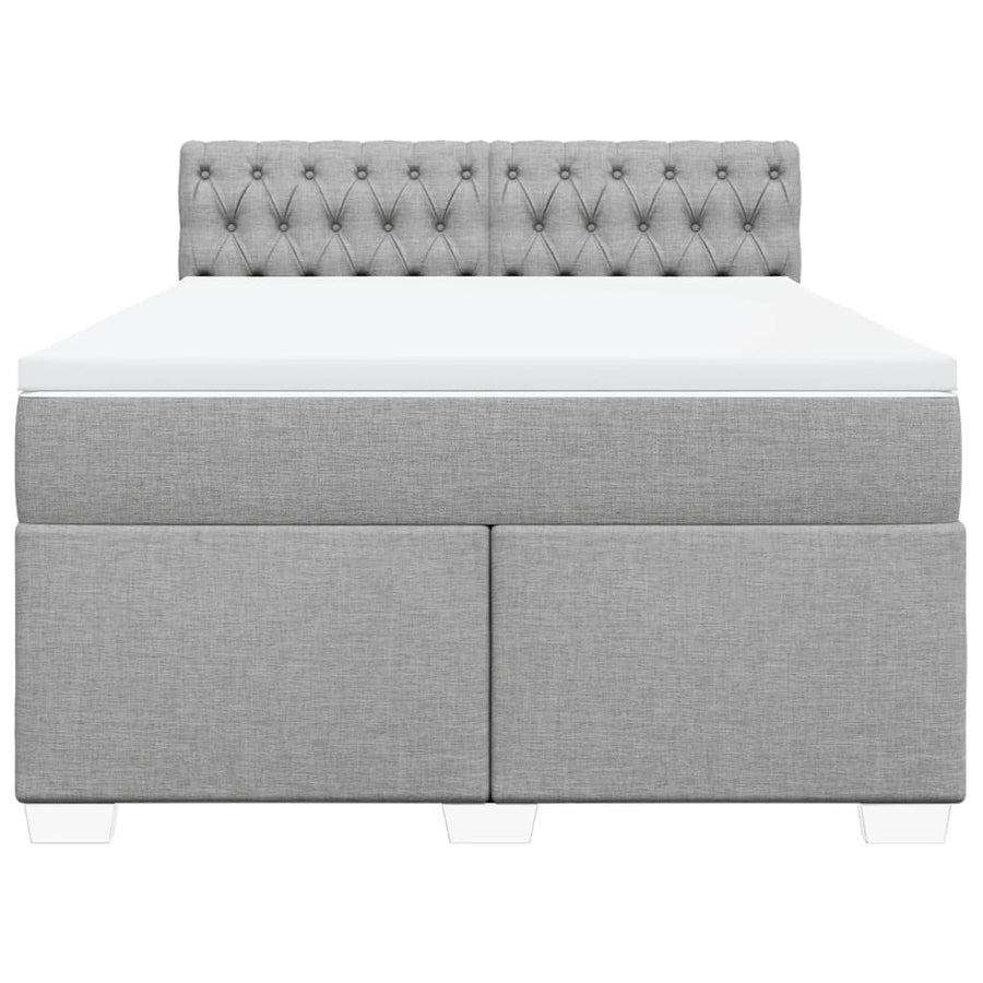 Boxspring met matras stof lichtgrijs 140x190 cm