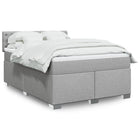 Box spring with mattress fabric light grey 140x190 cm