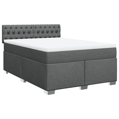Boxspring met matras stof donkergrijs 140x190 cm