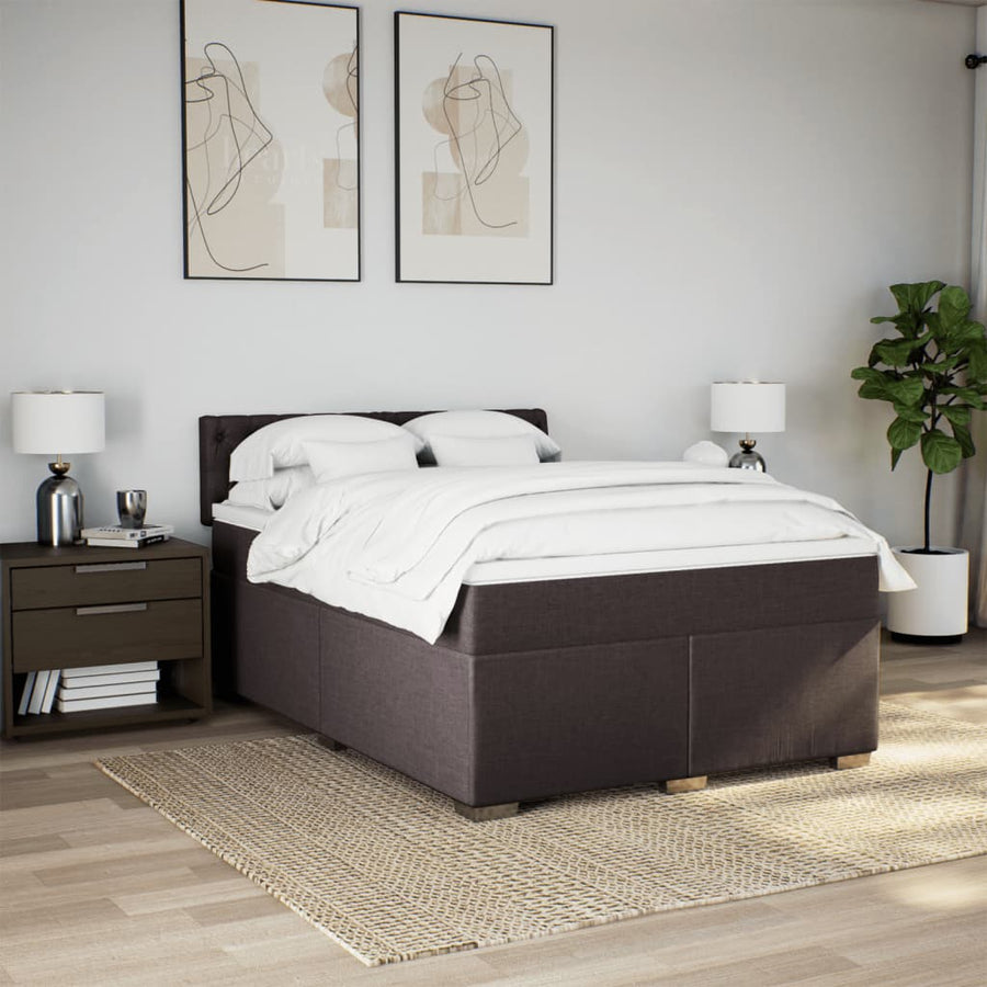 Boxspring met matras stof donkerbruin 140x190 cm