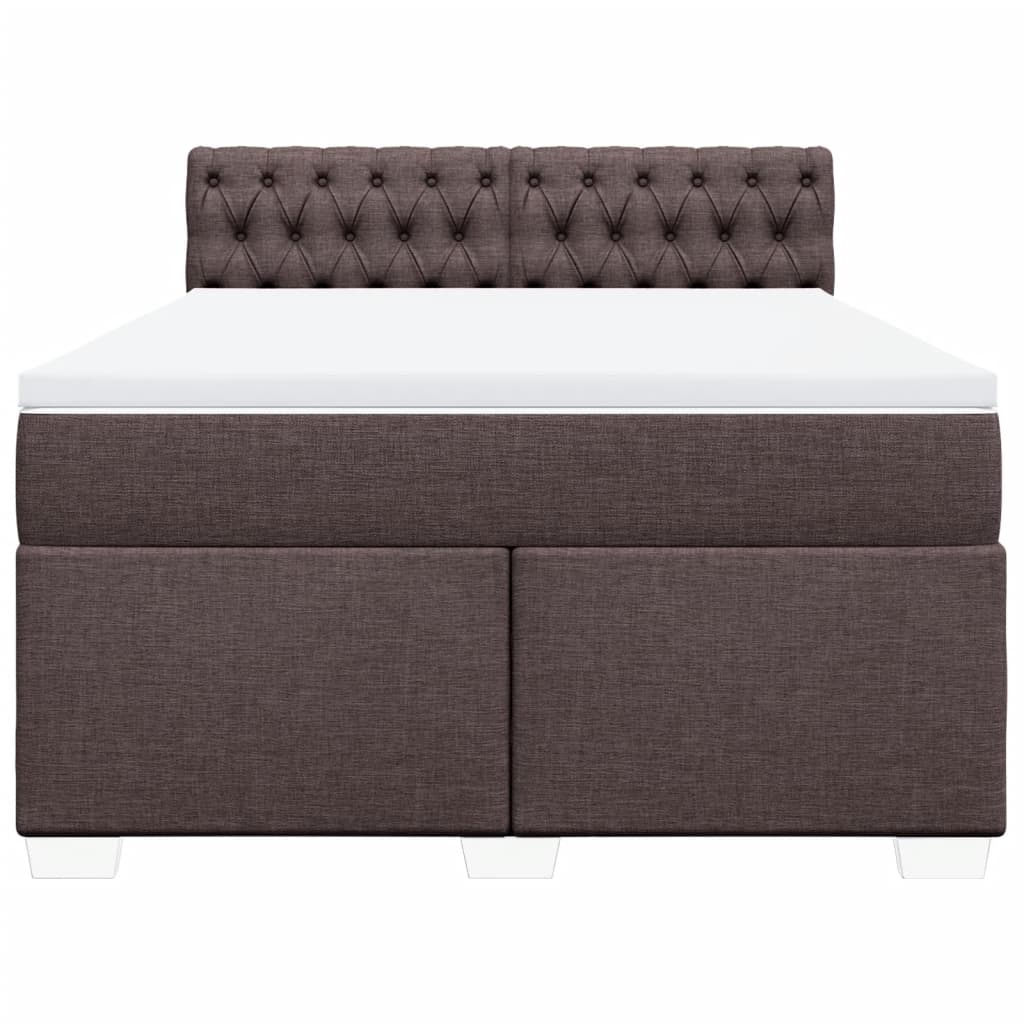 Boxspring met matras stof donkerbruin 140x190 cm