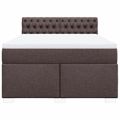 Boxspring met matras stof donkerbruin 140x190 cm
