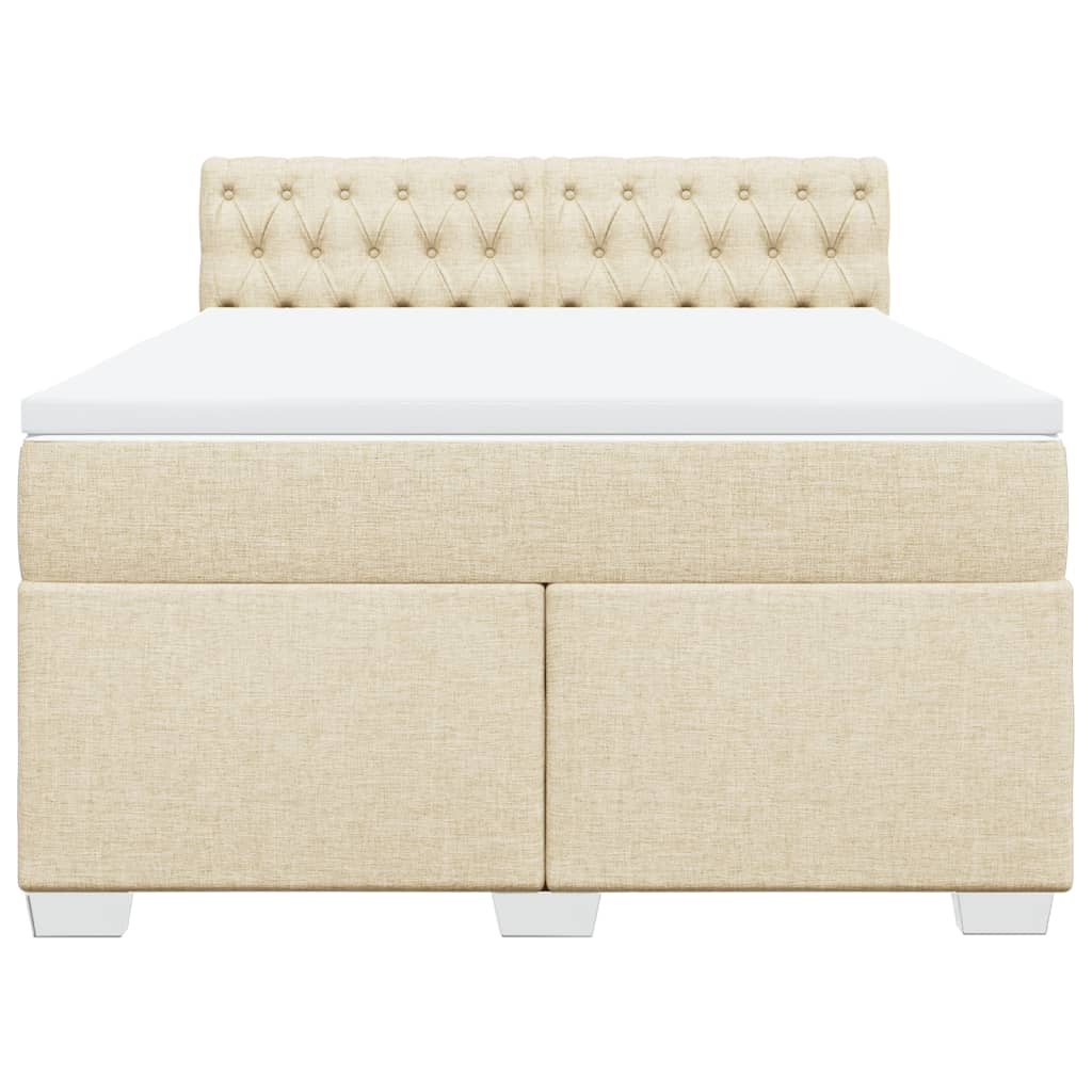 Boxspring met matras stof crèmekleurig 140x190 cm