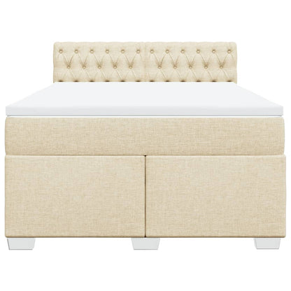 Boxspring met matras stof crèmekleurig 140x190 cm