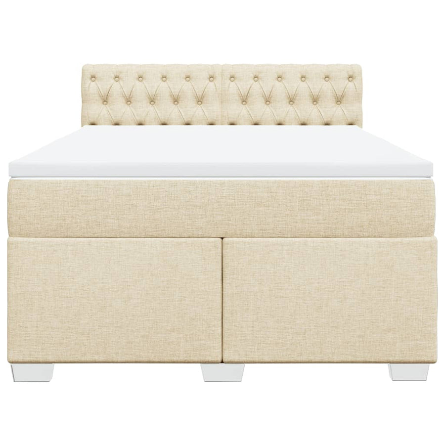 Boxspring met matras stof crèmekleurig 140x190 cm