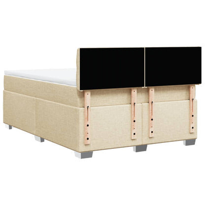 Boxspring met matras stof crèmekleurig 140x190 cm