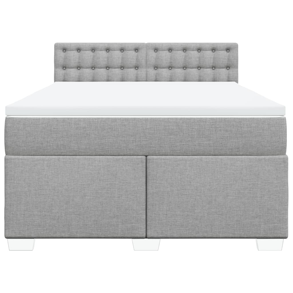 Boxspring met matras stof lichtgrijs 140x190 cm