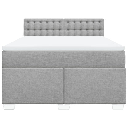Boxspring met matras stof lichtgrijs 140x190 cm