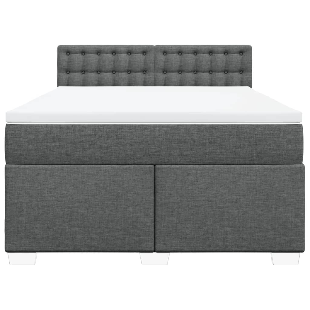 Boxspring met matras stof donkergrijs 140x190 cm