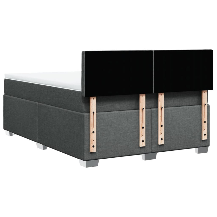 Boxspring met matras stof donkergrijs 140x190 cm