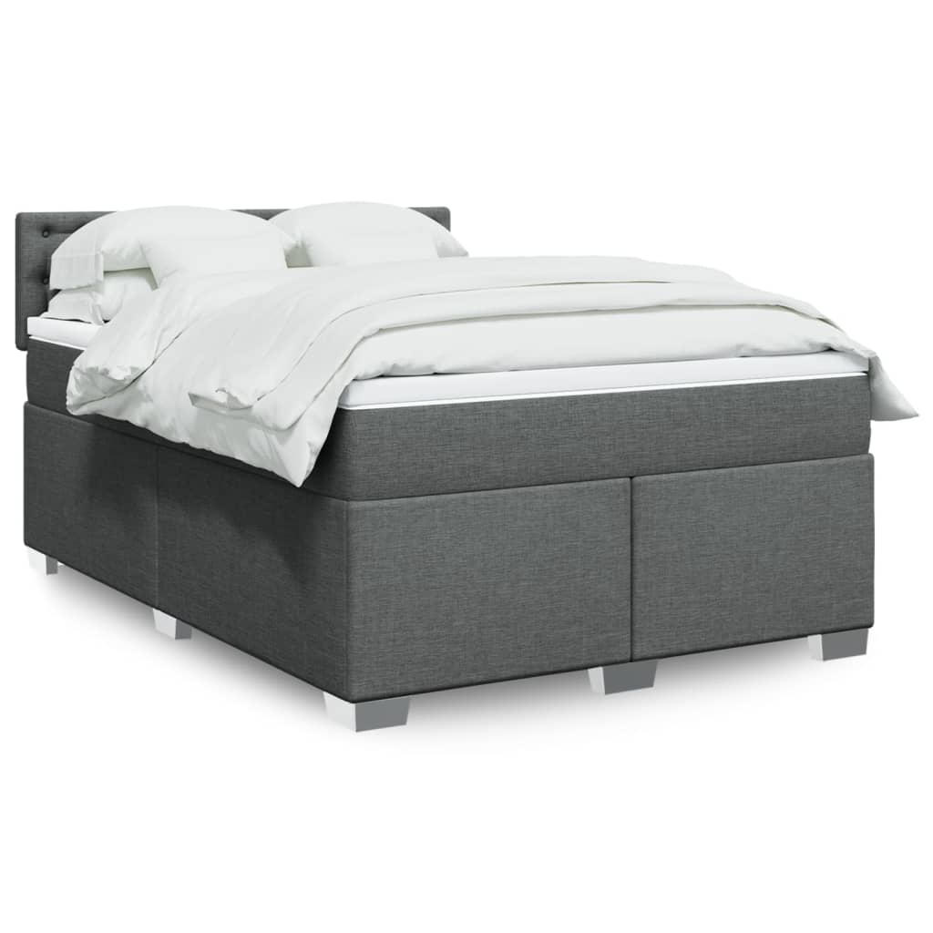 Boxspring met matras stof donkergrijs 140x190 cm