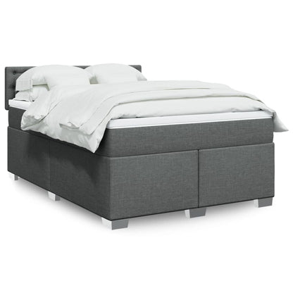 Boxspring met matras stof donkergrijs 140x190 cm