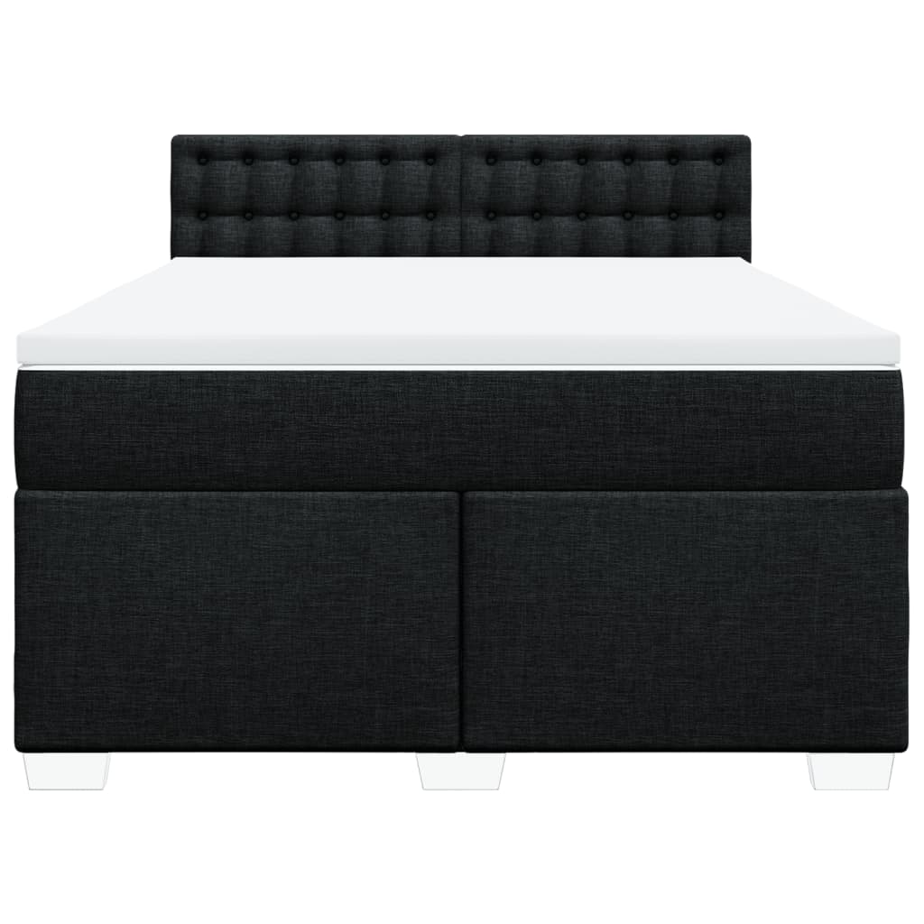 Boxspring met matras stof zwart 140x190 cm