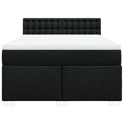 Boxspring met matras stof zwart 140x190 cm