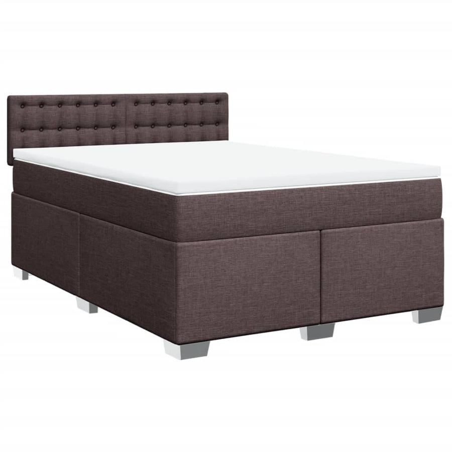 Boxspring met matras stof donkerbruin 140x190 cm