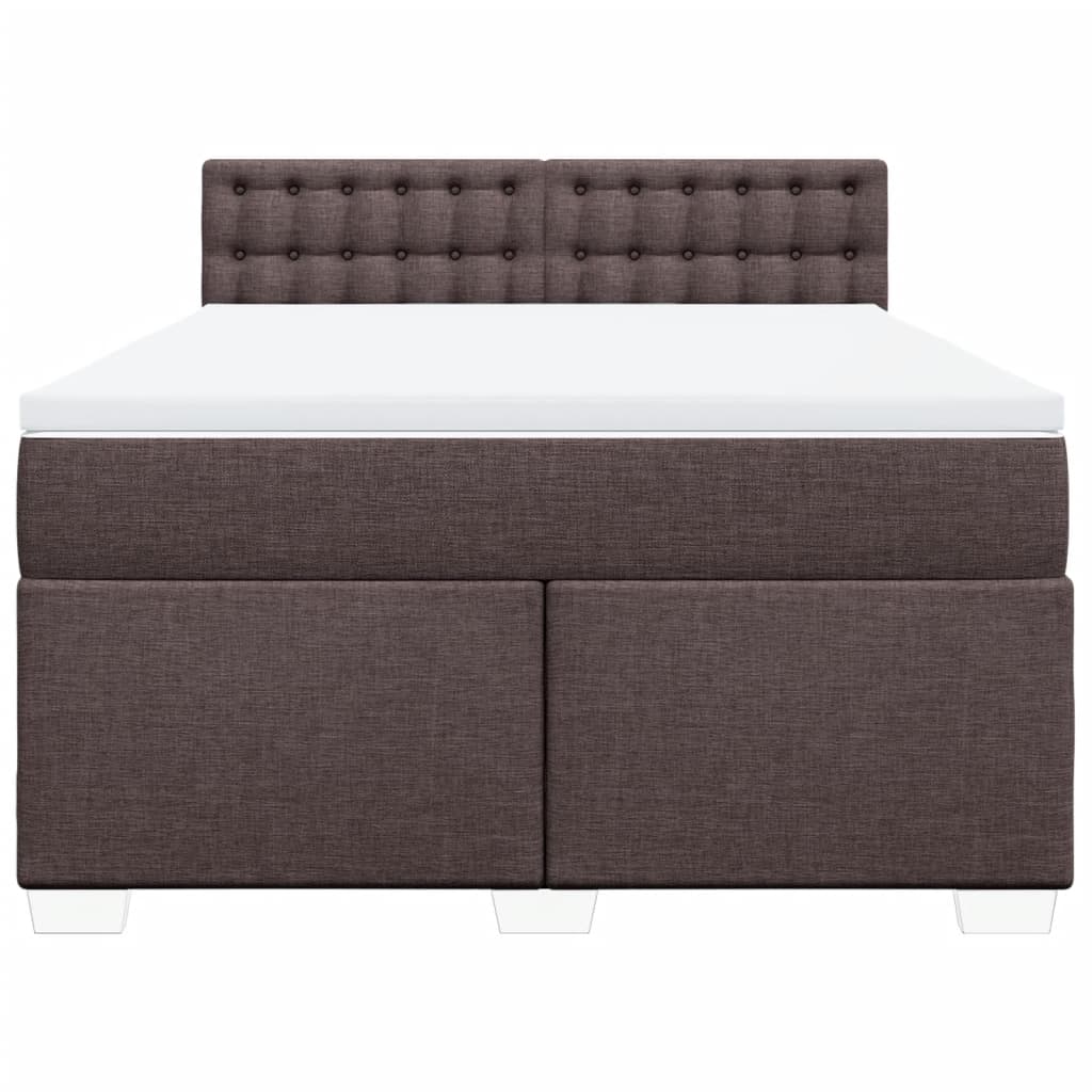 Boxspring met matras stof donkerbruin 140x190 cm