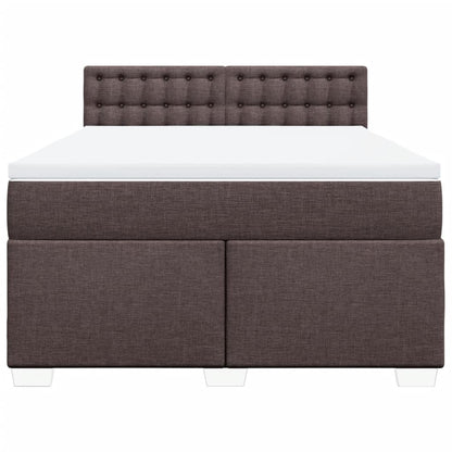 Boxspring met matras stof donkerbruin 140x190 cm