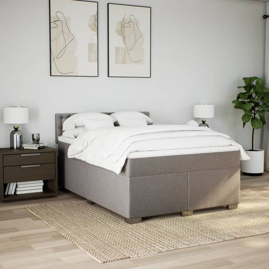 Boxspring met matras stof taupe 140x190 cm