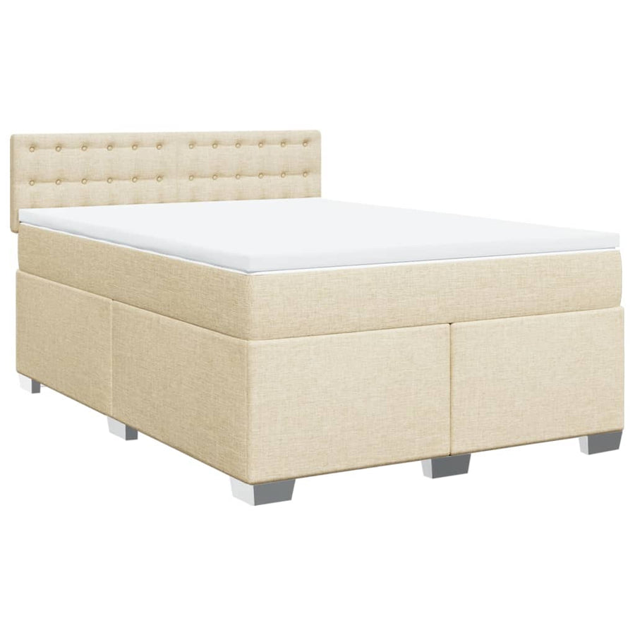 Boxspring met matras stof crèmekleurig 140x190 cm