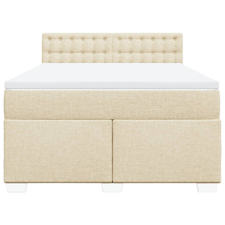 Boxspring met matras stof crèmekleurig 140x190 cm