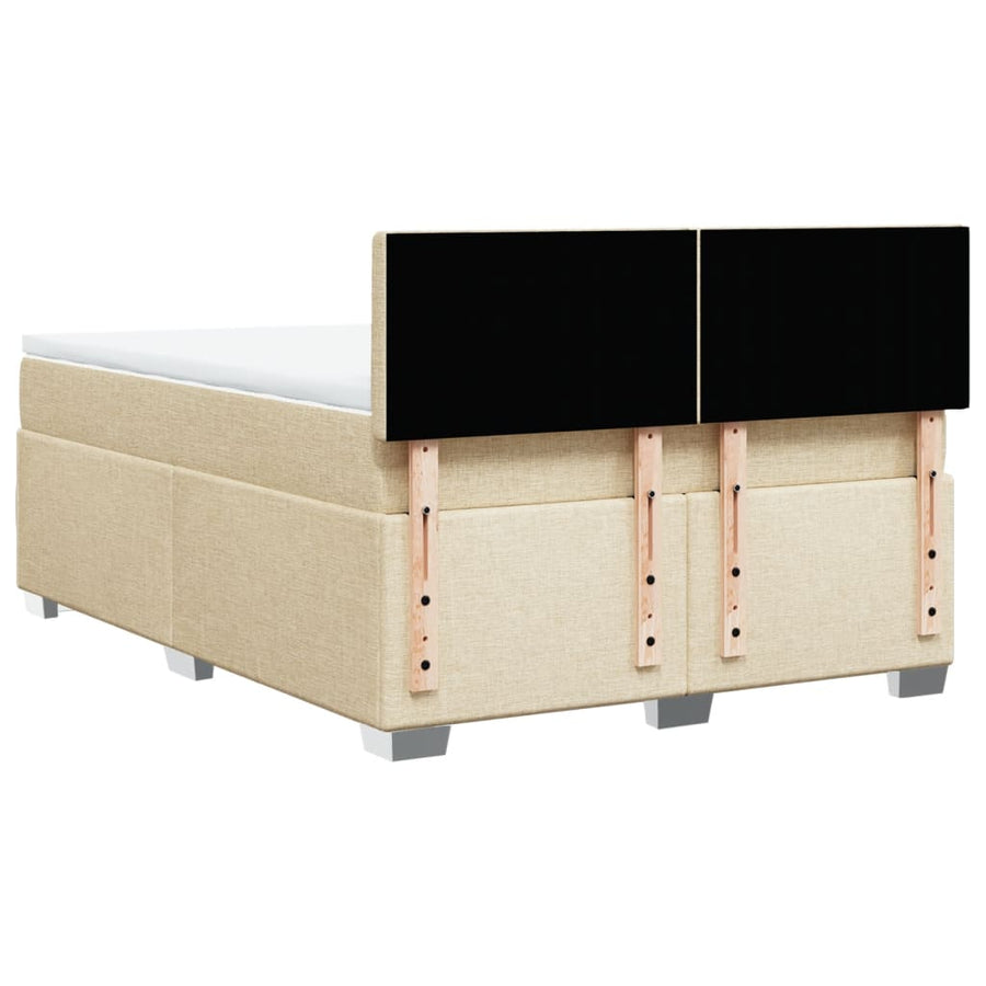 Boxspring met matras stof crèmekleurig 140x190 cm