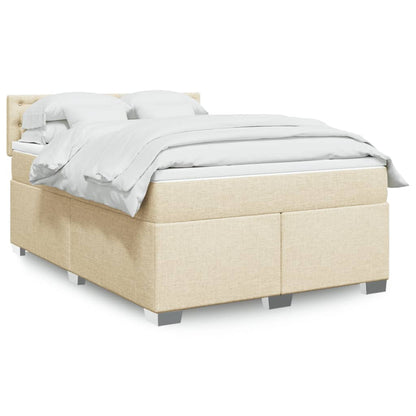 Boxspring met matras stof crèmekleurig 140x190 cm