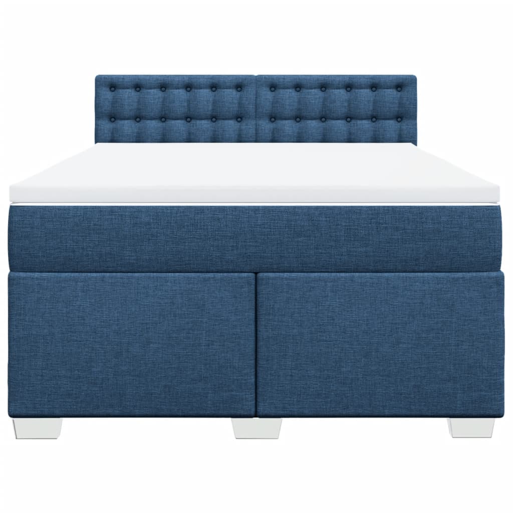Boxspring met matras stof blauw 140x190 cm