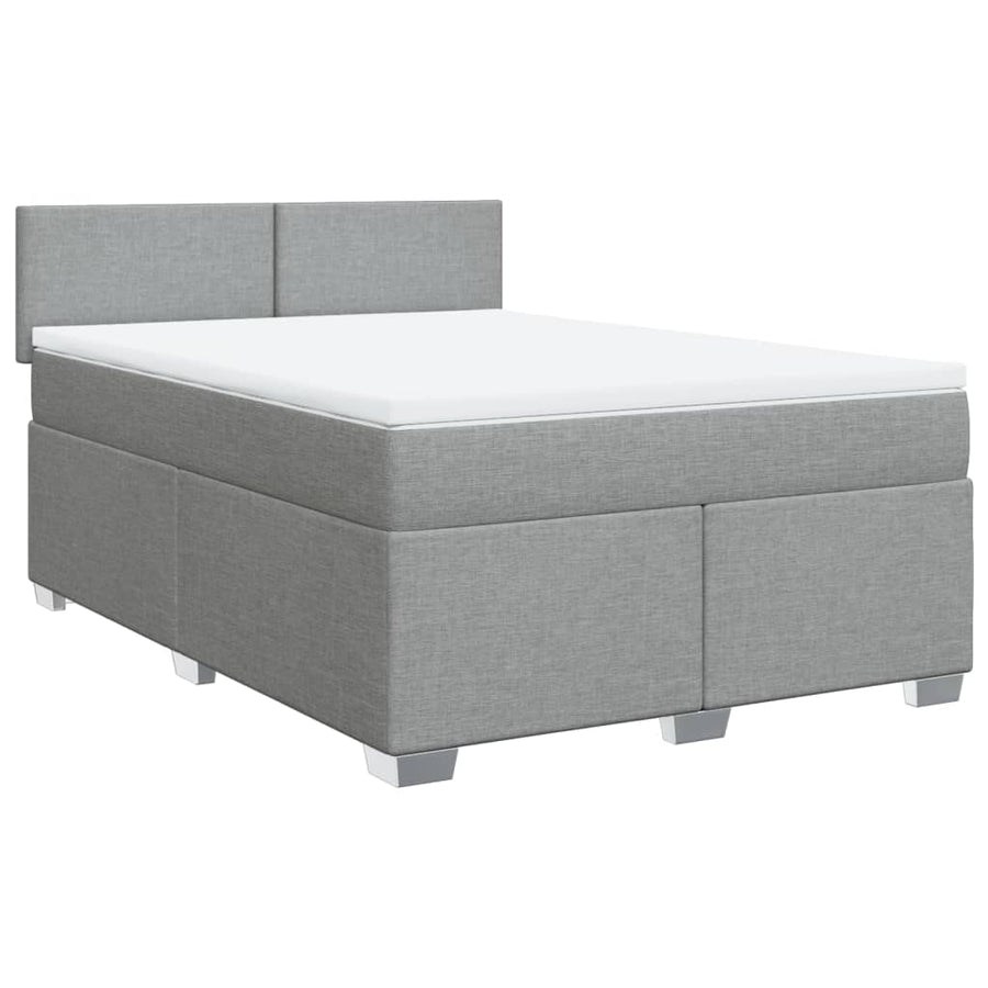 Boxspring met matras stof lichtgrijs 140x200 cm