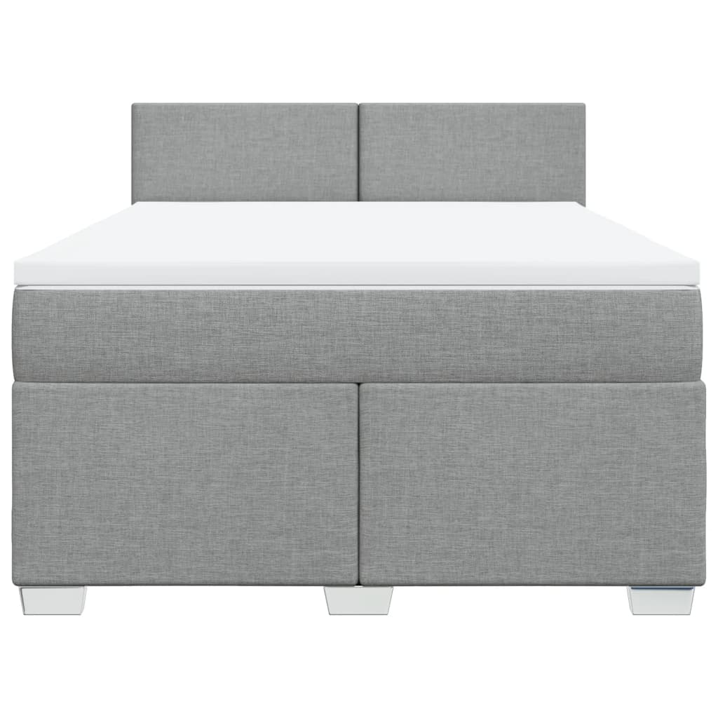 Boxspring met matras stof lichtgrijs 140x200 cm