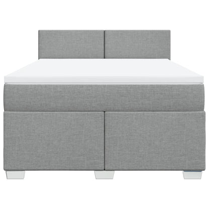 Boxspring met matras stof lichtgrijs 140x200 cm