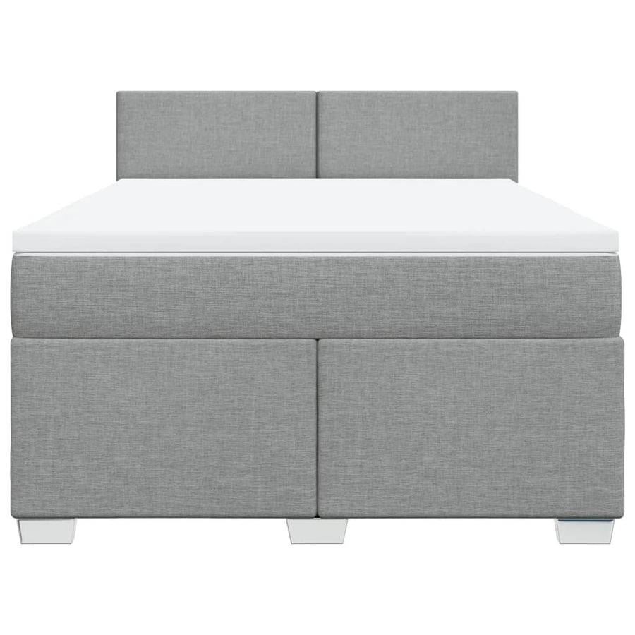 Boxspring met matras stof lichtgrijs 140x200 cm