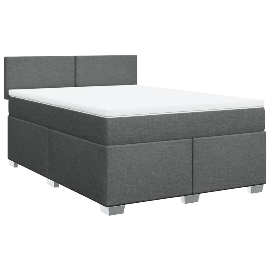 Boxspring met matras stof donkergrijs 140x200 cm