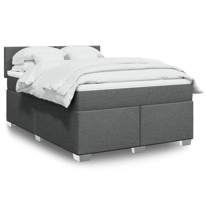 Boxspring met matras stof donkergrijs 140x200 cm