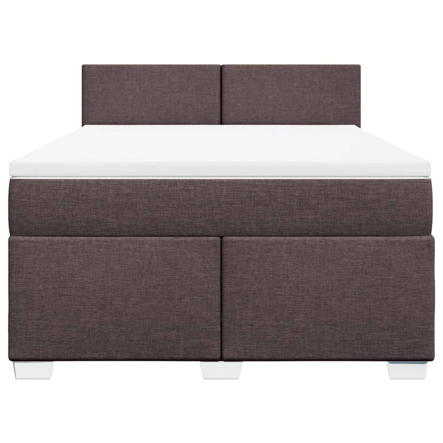 Boxspring met matras stof donkerbruin 140x200 cm