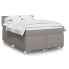 Box spring with mattress fabric taupe 140x200 cm