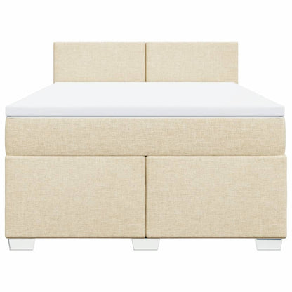Boxspring met matras stof crèmekleurig 140x200 cm