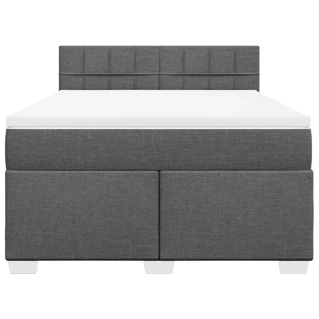 Boxspring met matras stof donkergrijs 140x200 cm