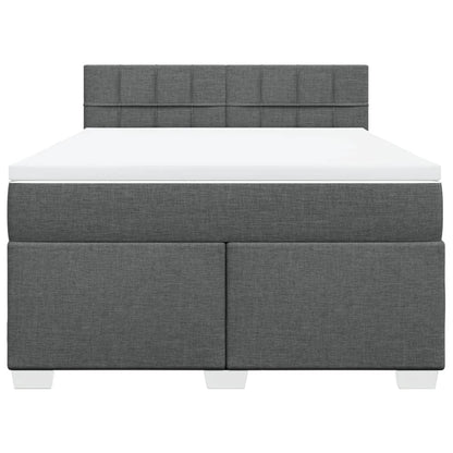 Boxspring met matras stof donkergrijs 140x200 cm